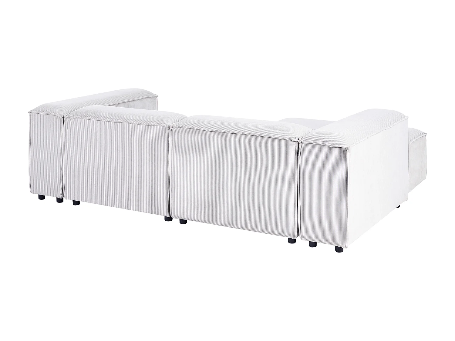 Canapé d'angle modulable 3 places ARDAL Velours côtelé Blanc cassé avec ottoman Côté droit