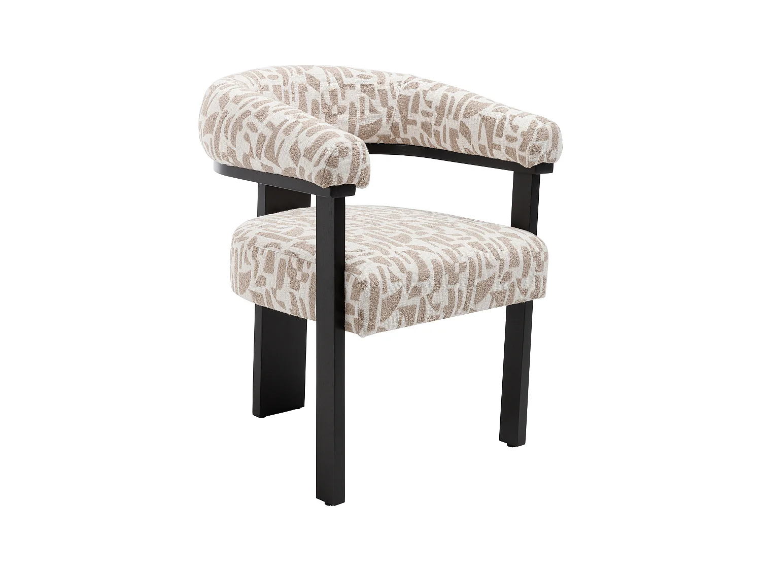 Lot de 2 chaises avec accoudoirs en tissu texturé bicolore et bois d'hévéa noir - Crème et taupe - LIVELIA de Pascal Morabito