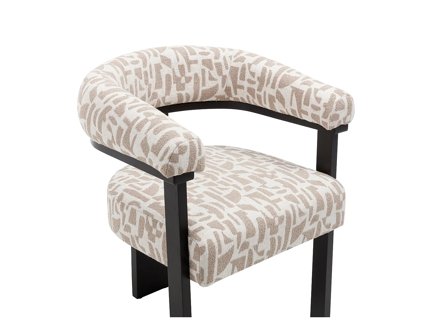 Lot de 2 chaises avec accoudoirs en tissu texturé bicolore et bois d'hévéa noir - Crème et taupe - LIVELIA de Pascal Morabito