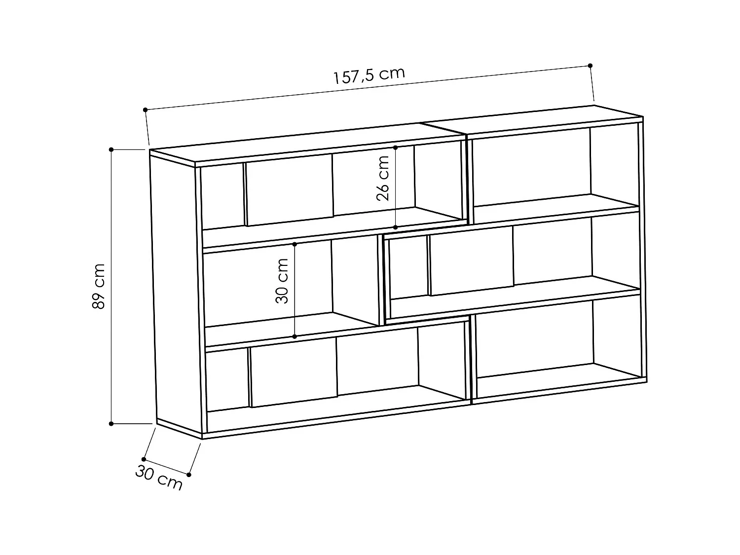 Decortie Molly Bibliothèque d'angle moderne 3 étages Séparateur de pièce Meuble de rangement autoportant Finition mélamine Blanc 89cm