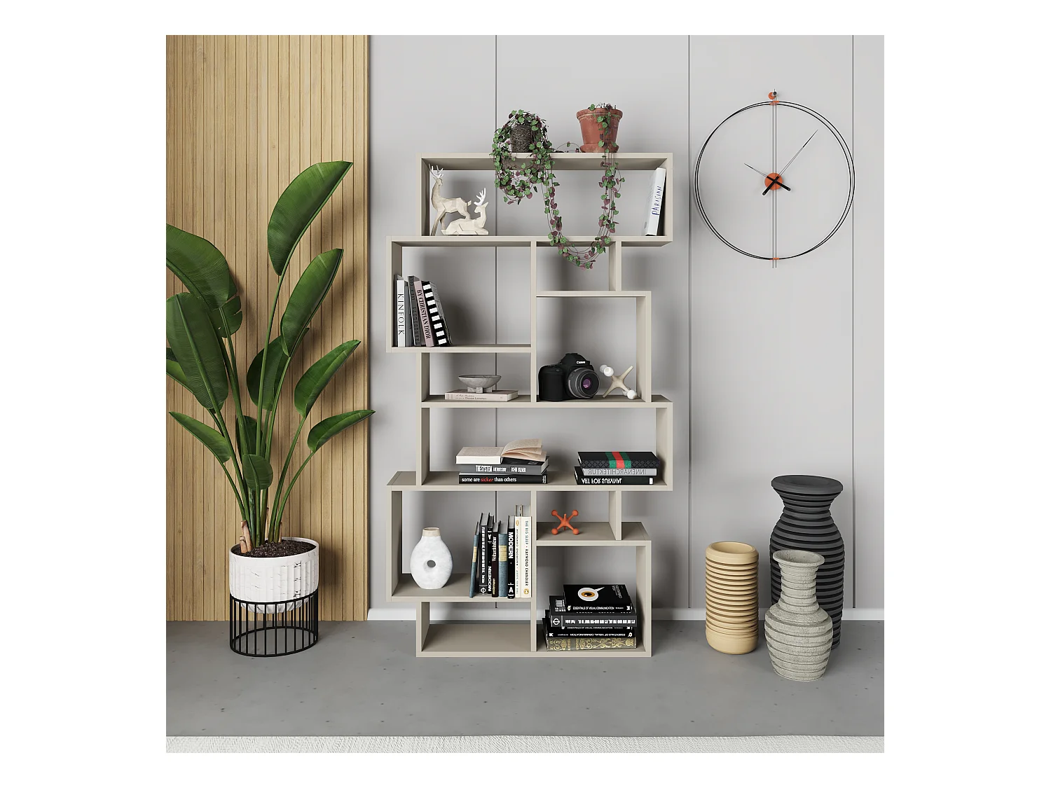 Decortie Karmato Bibliothèque moderne avec 10 compartiments Grès 168.5cm de haut