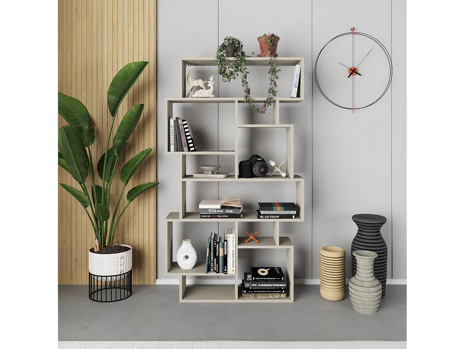 Decortie Karmato Bibliothèque moderne avec 10 compartiments Grès 168.5cm de haut