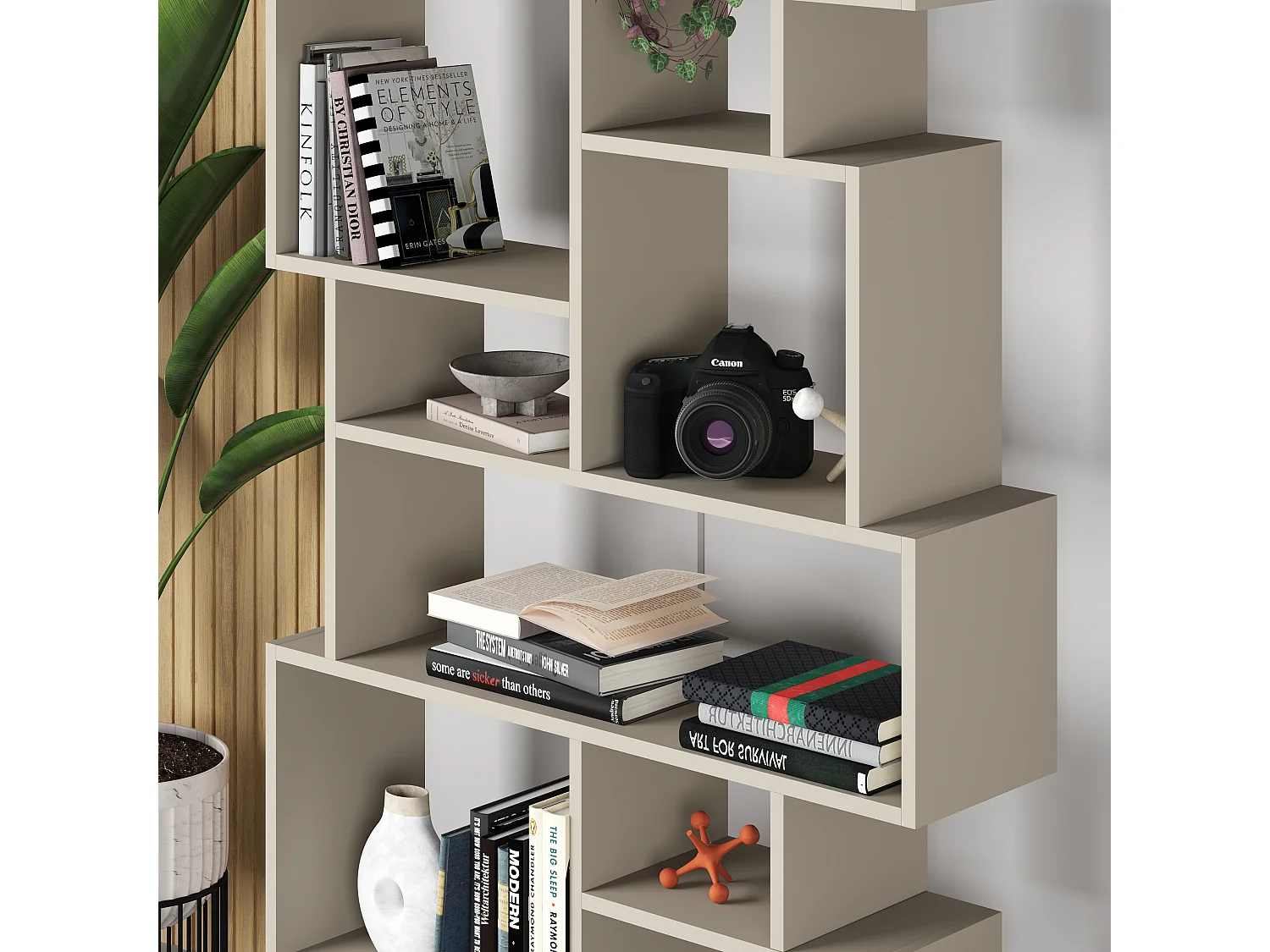 Decortie Karmato Bibliothèque moderne avec 10 compartiments Grès 168.5cm de haut