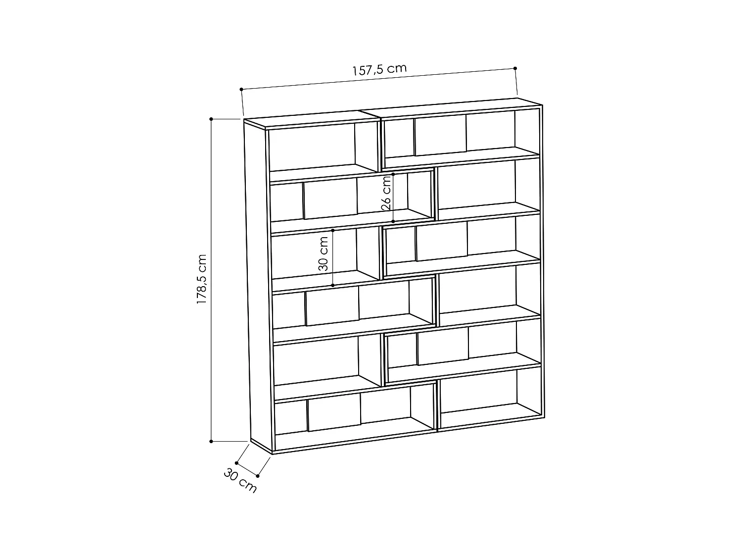 Decortie Molly Bibliothèque d'angle à 5 niveaux blanche à fixer au mur 178.6x93.6x29.6cm