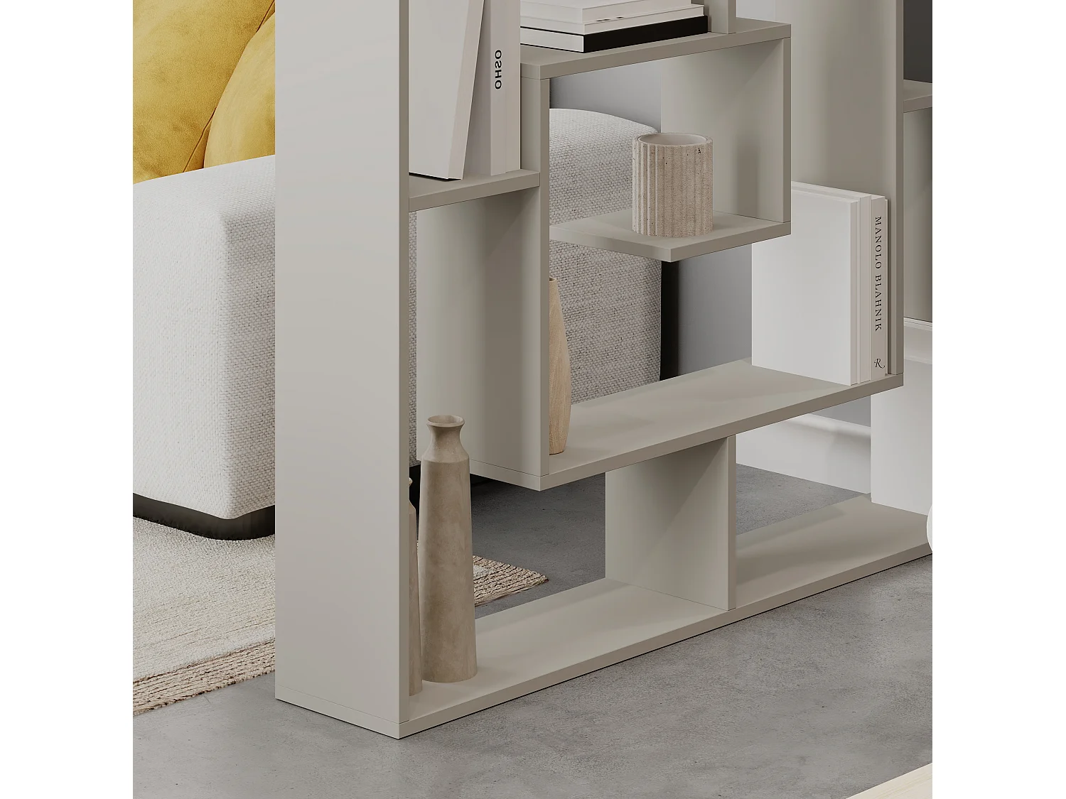 Decortie Labirent Bibliothèque moderne Présentoir Séparateur de pièces Vert cendré Moyen 129(H)cm