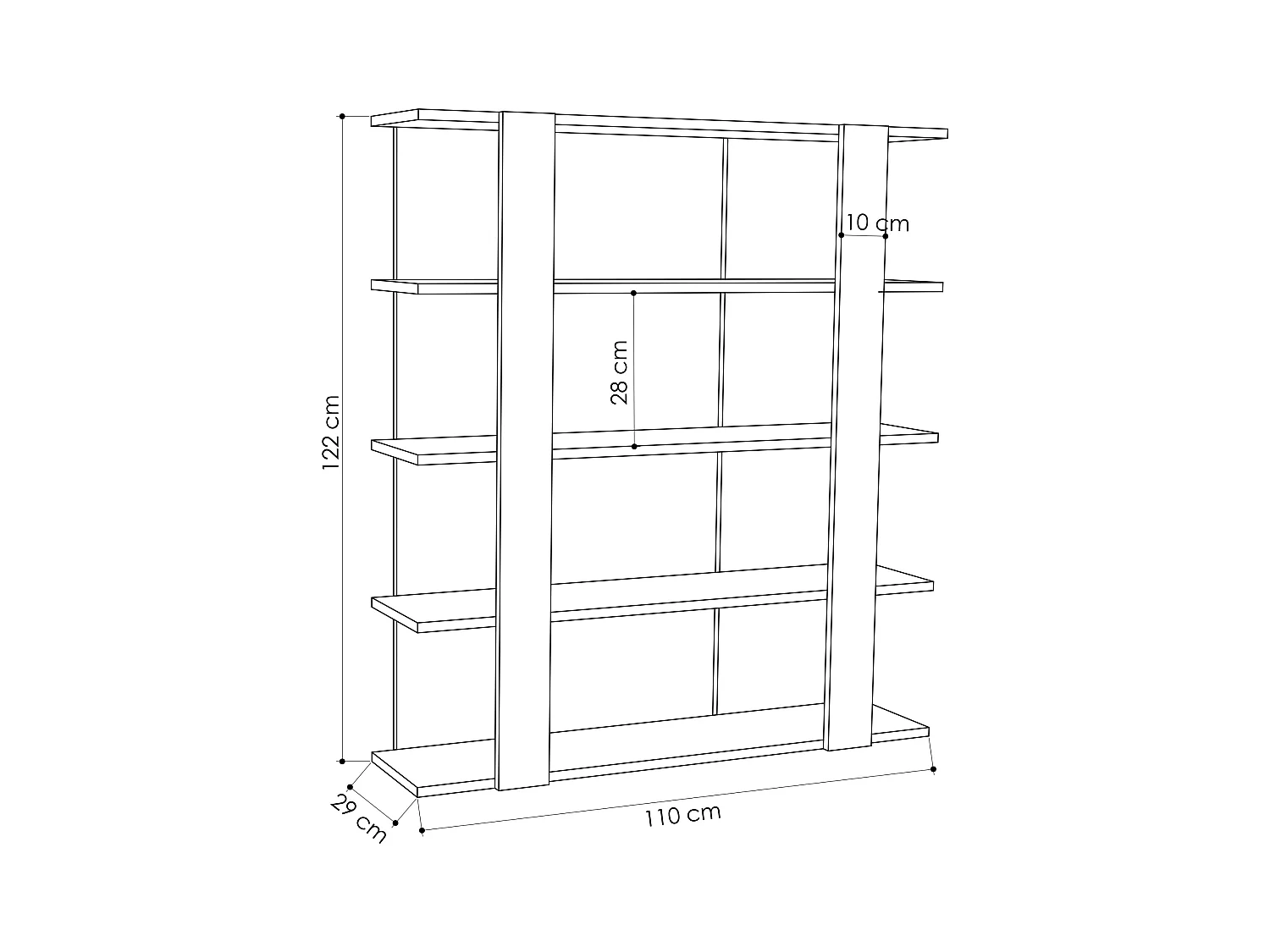 Decortie Tita Bibliothèque moderne à 4 niveaux étagère murale blanc 122cm