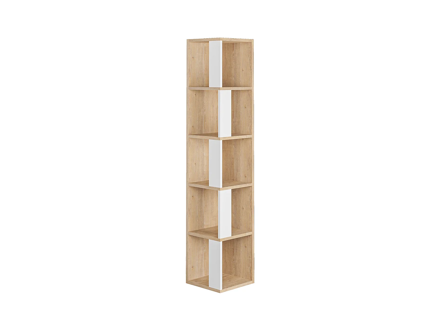 Decortie Piano Modern Corner Bookcase Display Unit Oak, White Tall 158.9cm