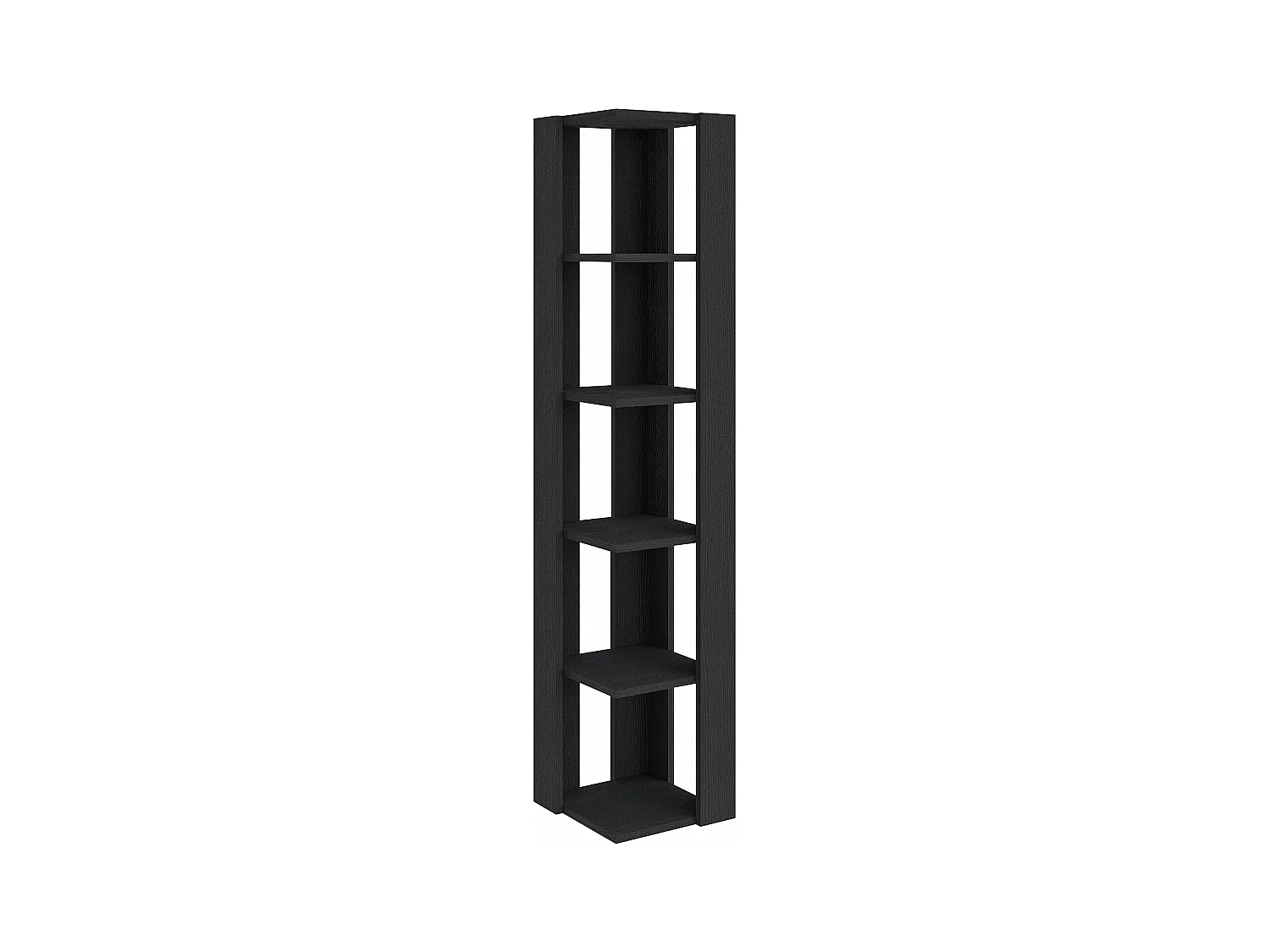 Decortie Nati Tall Corner Bookcase Modern Shelving Unit Space-Saving Storage Black Wood 161cm