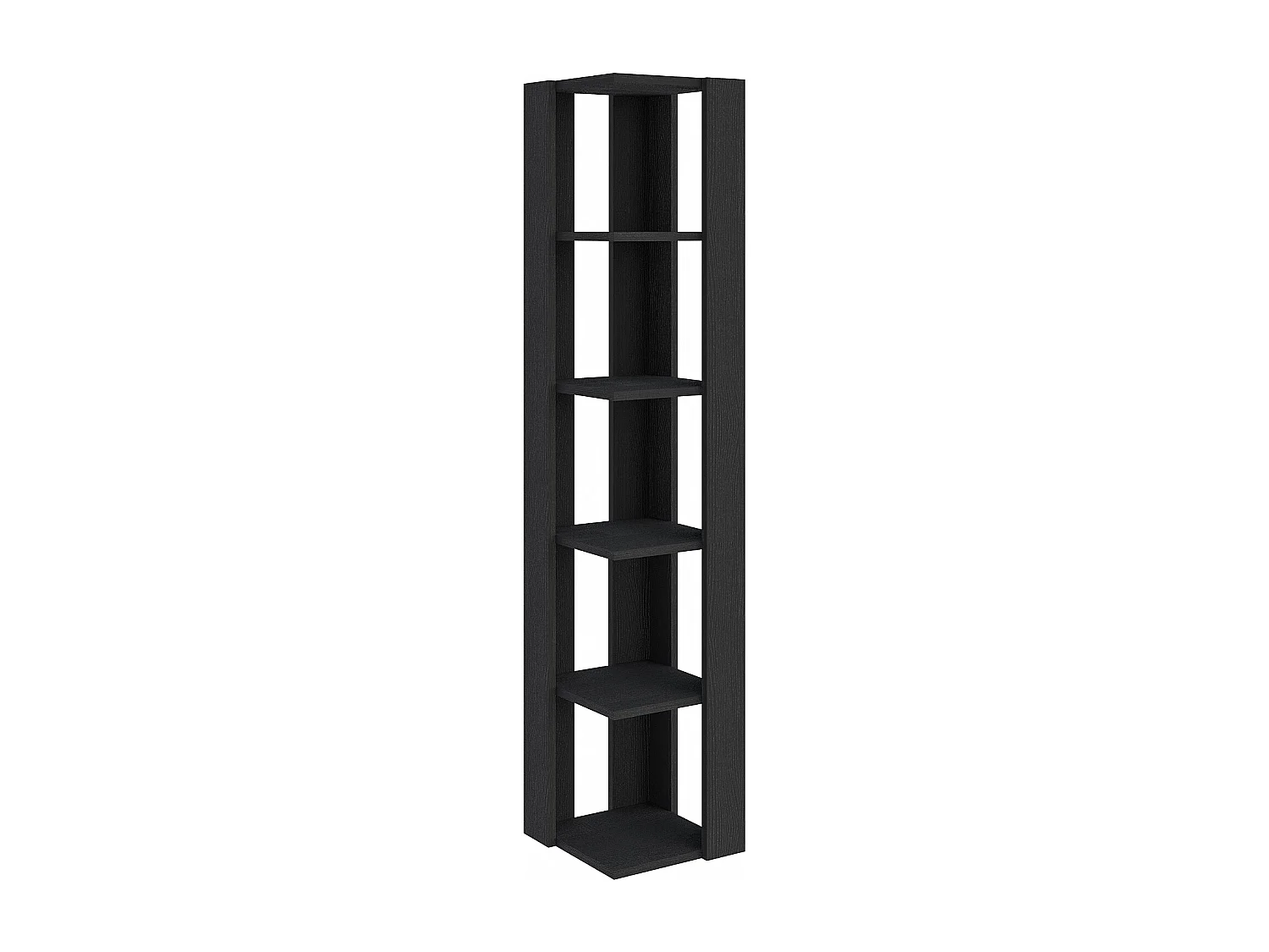 Decortie Nati Tall Corner Bookcase Modern Shelving Unit Space-Saving Storage Black Wood 161cm
