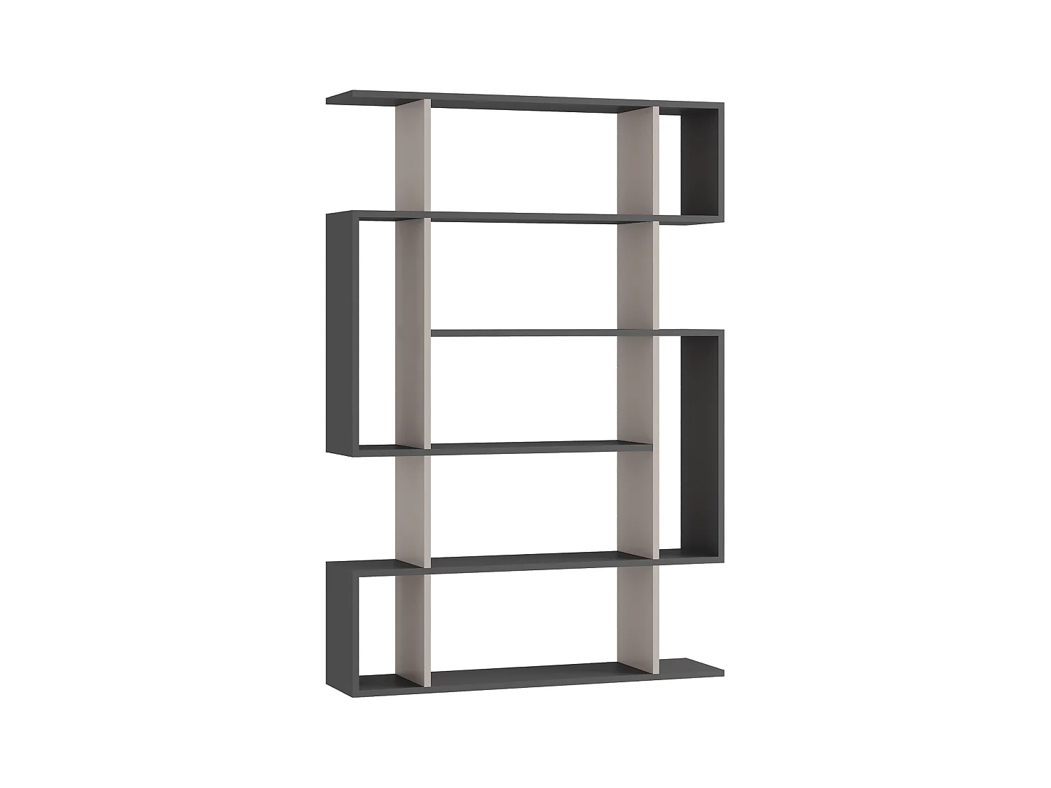 Decortie Mito Modern Bookcase Display Unit Stylish Storage Solution Anthracite Grey Mocha Grey Tall 161cm