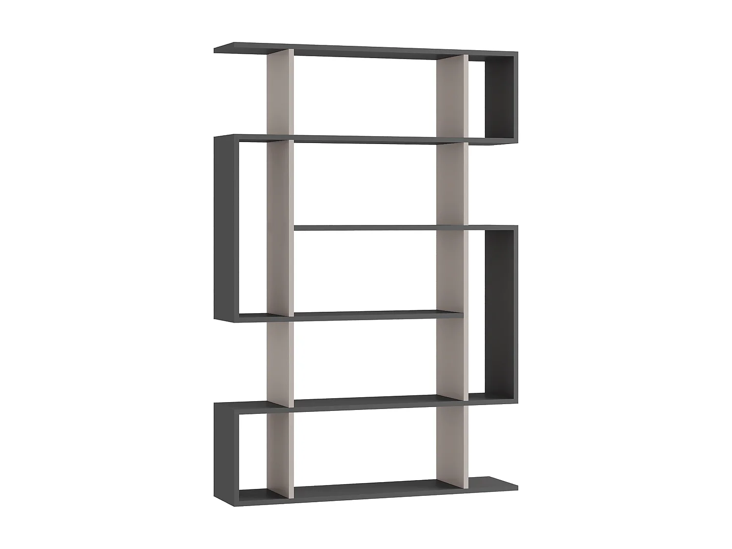 Decortie Mito Modern Bookcase Display Unit Stylish Storage Solution Anthracite Grey Mocha Grey Tall 161cm
