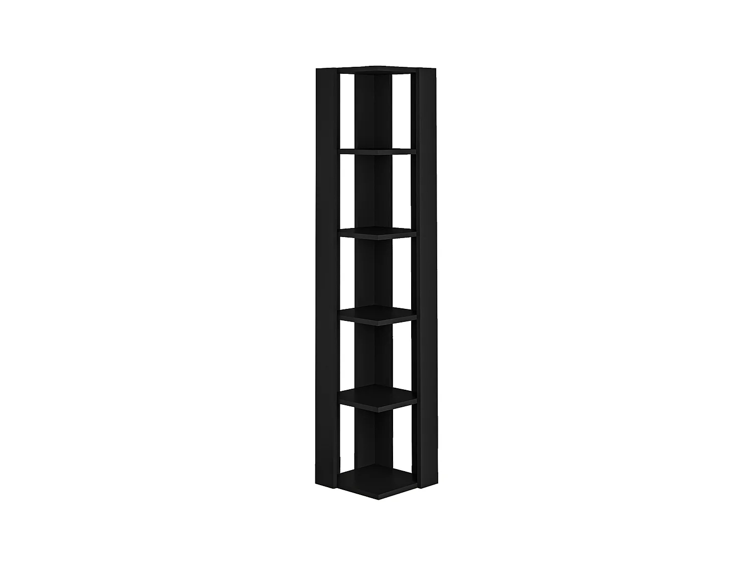 Decortie Nati Tall Corner Bookcase Modern Shelving Unit Space-Saving Storage Black Bute 161cm