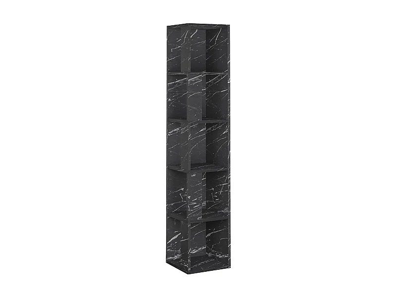 Decortie Piano Modern Corner Bookcase Tall Black Marble Effect Display Unit 158.9cm