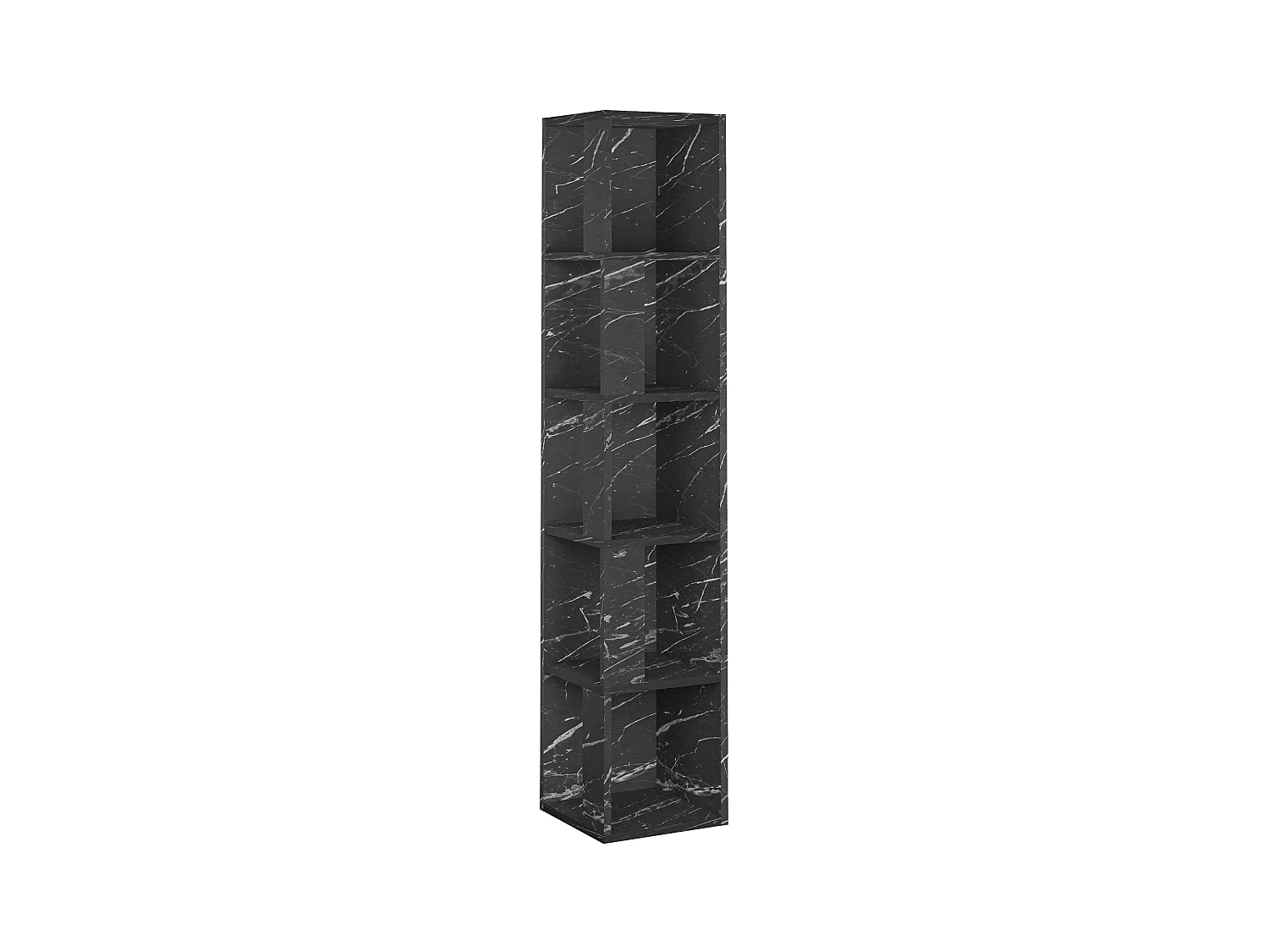 Decortie Piano Modern Corner Bookcase Tall Black Marble Effect Display Unit 158.9cm