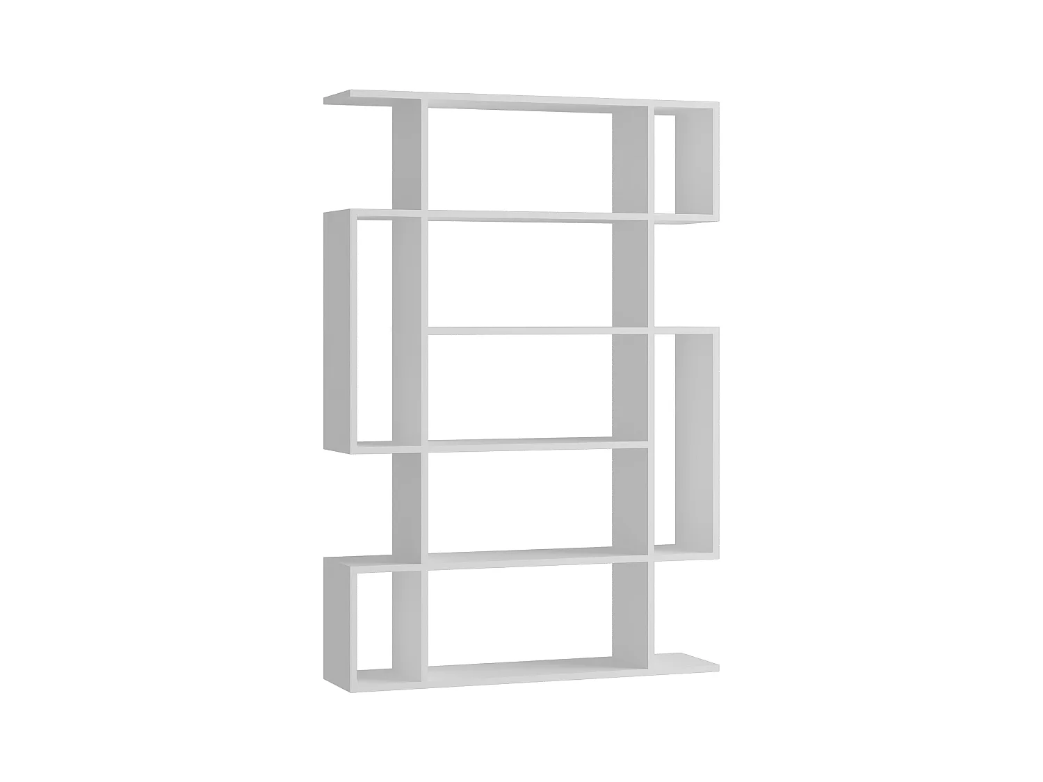 Decortie Mito Bibliothèque moderne autoportante ou murale blanche à 5 niveaux pour la maison et le bureau 161cm