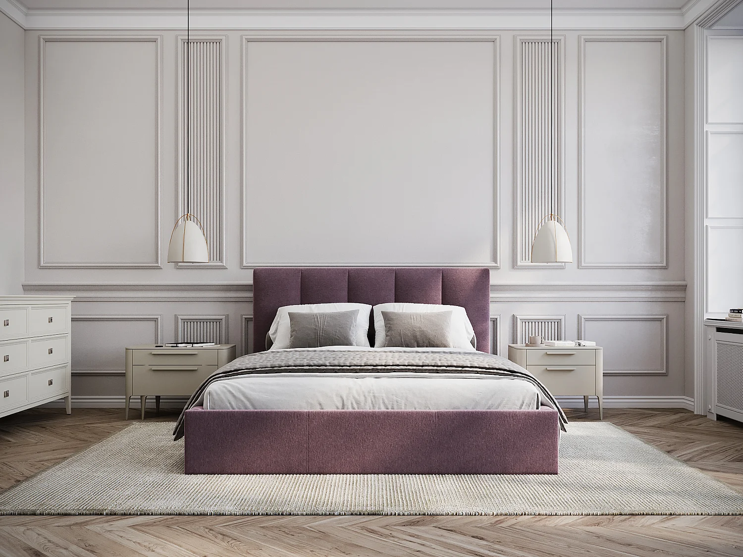 Bed met opbergruimte 160 x 200 cm met hoofdbord met verticale naden - Stof - Bordeaux - KILACLO