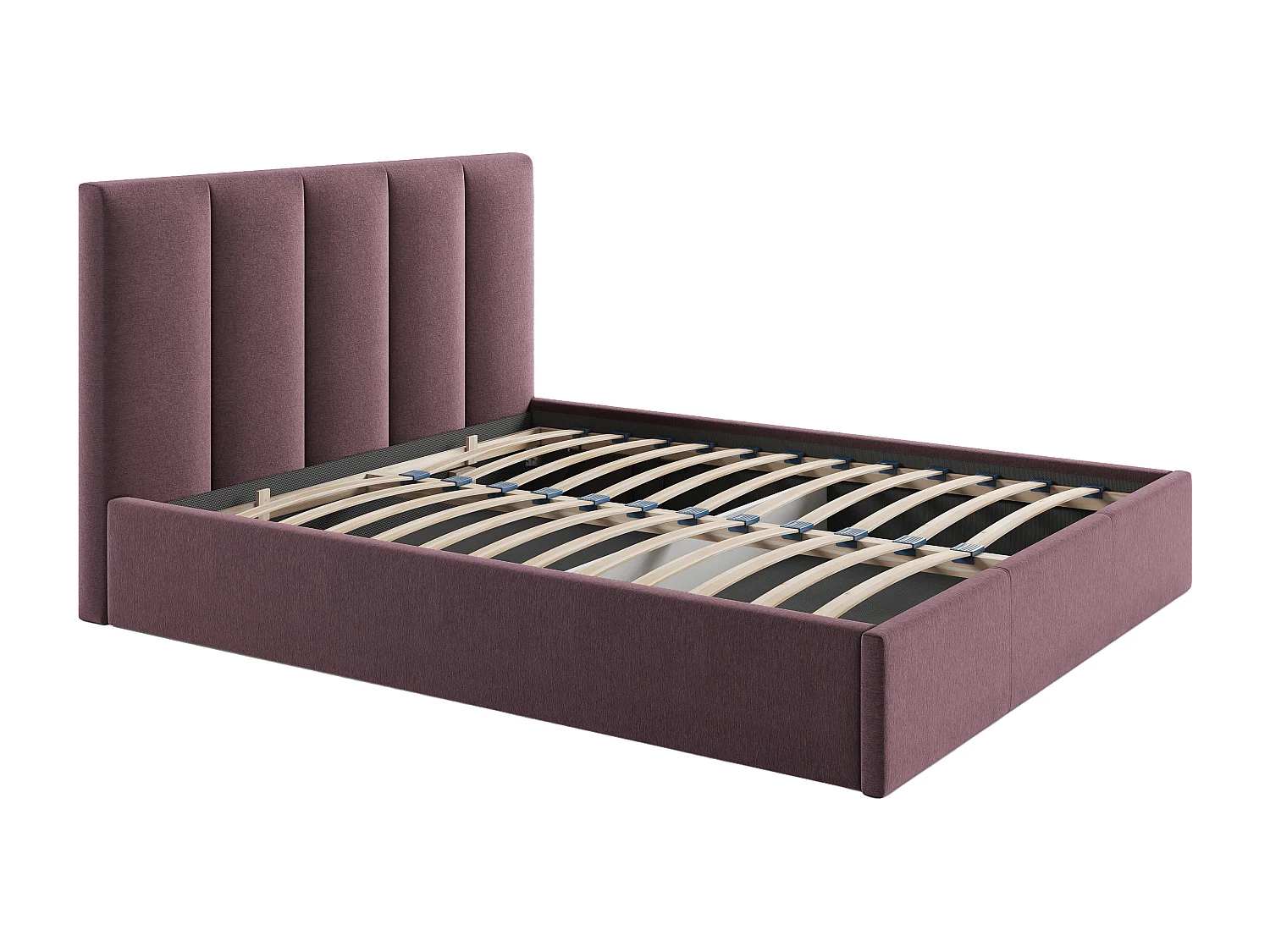 Bed met opbergruimte 160 x 200 cm met hoofdbord met verticale naden - Stof - Bordeaux - KILACLO