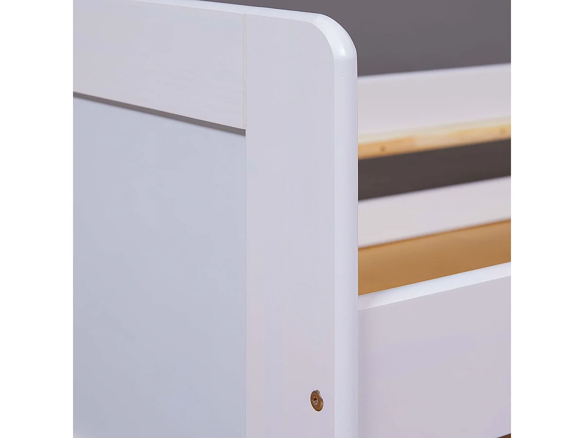 SALLY - Lit Gigogne 90x200 en Bois Massif Vernis Blanc