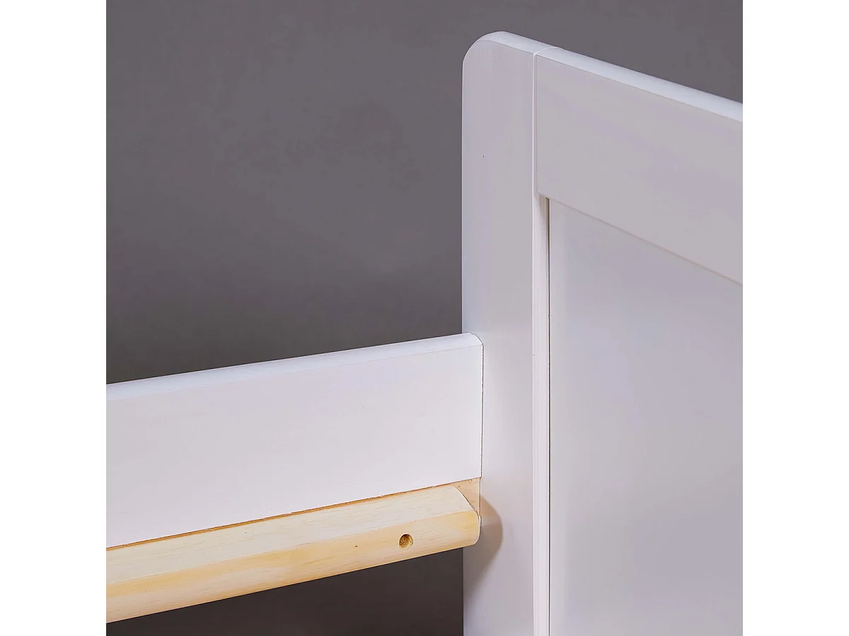 SALLY - Lit Gigogne 90x200 en Bois Massif Vernis Blanc