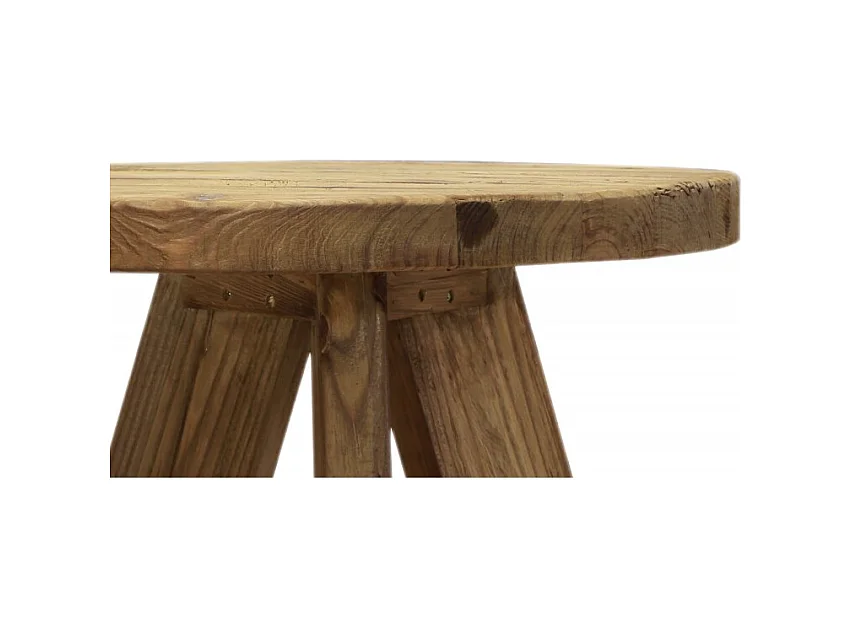 Table basse ronde 60 cm en bois massif recyclé 3 pieds - CHALET