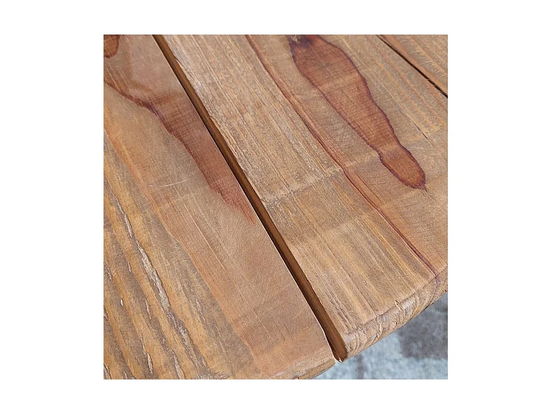 Table basse ronde 60 cm en bois massif recyclé 3 pieds - CHALET