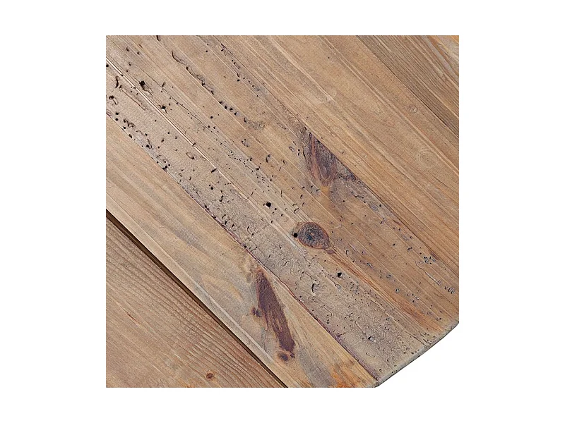 Table basse ronde 60 cm en bois massif recyclé 3 pieds - CHALET