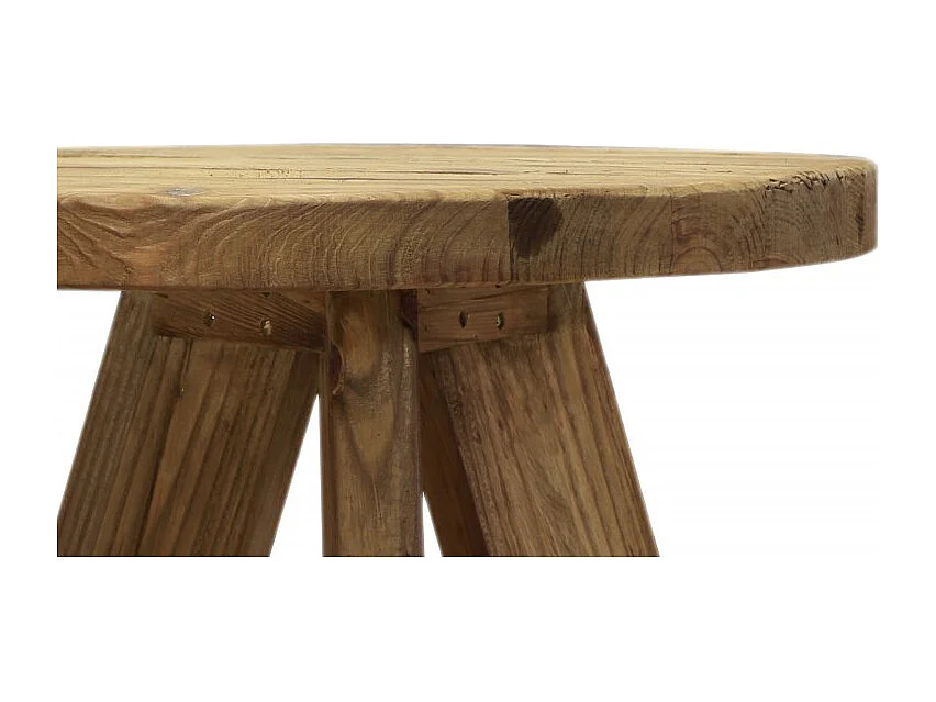 Table basse ronde 60 cm en bois massif recyclé 3 pieds - CHALET
