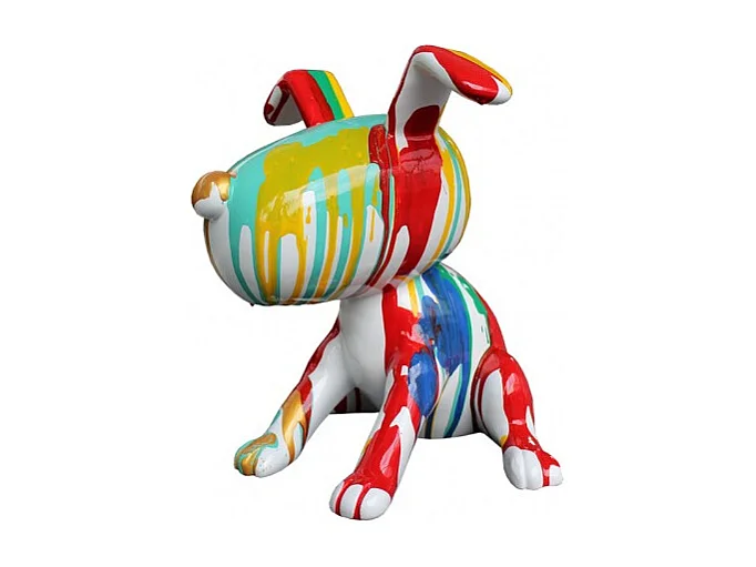 Statue chien assis avec peinture multicolore H. 28 cm - SNOOP DRIPS 2