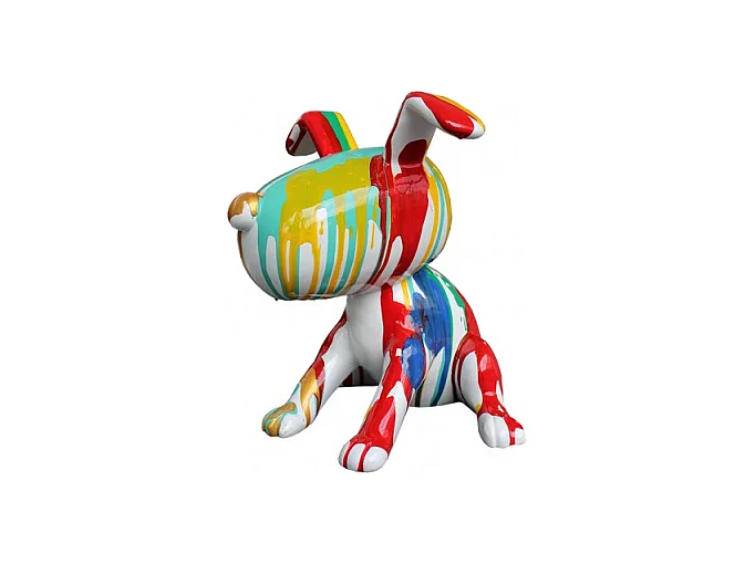 Statue chien assis avec peinture multicolore H. 28 cm - SNOOP DRIPS 2