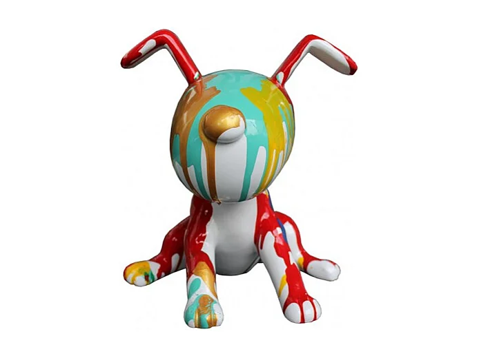Statue chien assis avec peinture multicolore H. 28 cm - SNOOP DRIPS 2