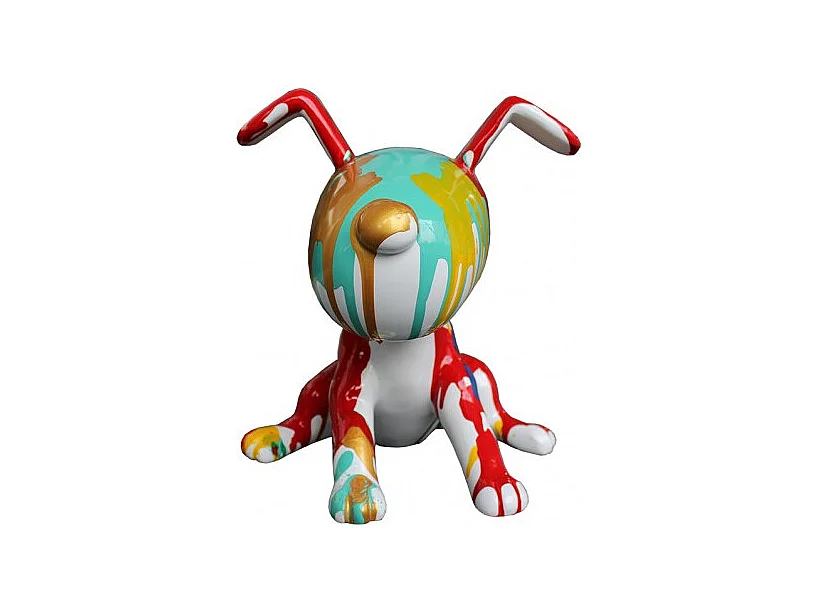 Statue chien assis avec peinture multicolore H. 28 cm - SNOOP DRIPS 2