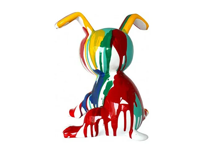 Statue chien assis avec peinture multicolore H. 28 cm - SNOOP DRIPS 2