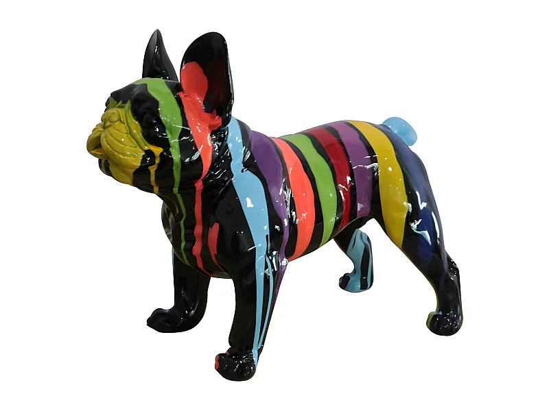 Statue bulldog français multicolore en résine - MERLIN