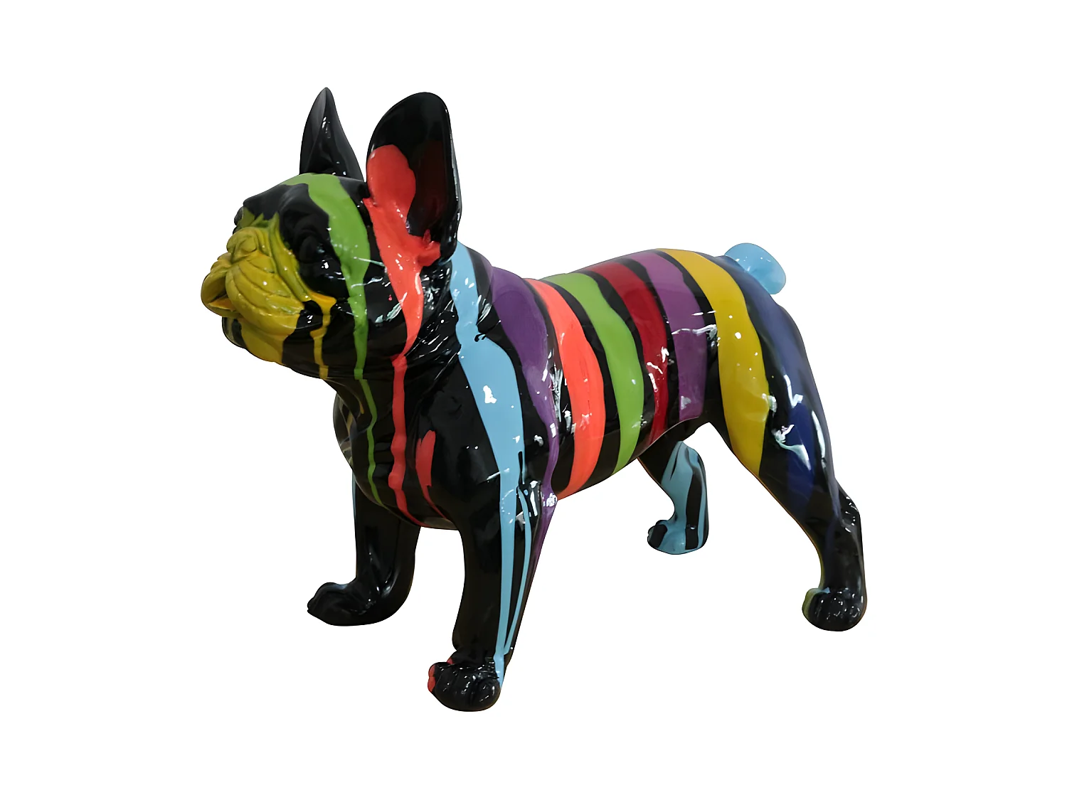Statue bulldog français multicolore en résine - MERLIN