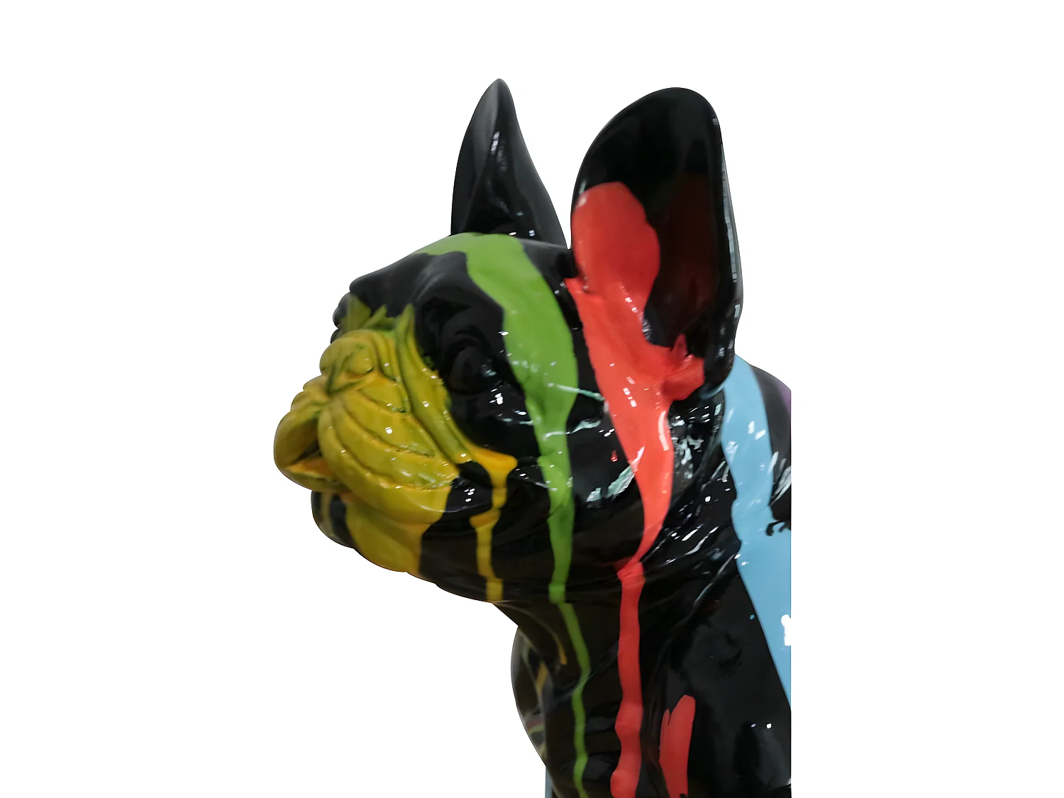 Statue bulldog français multicolore en résine - MERLIN