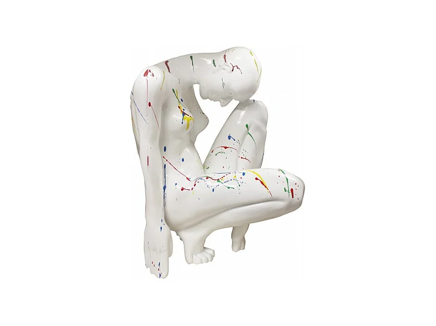 Statue femme accroupie avec jets de peintures 43 cm - WONDER