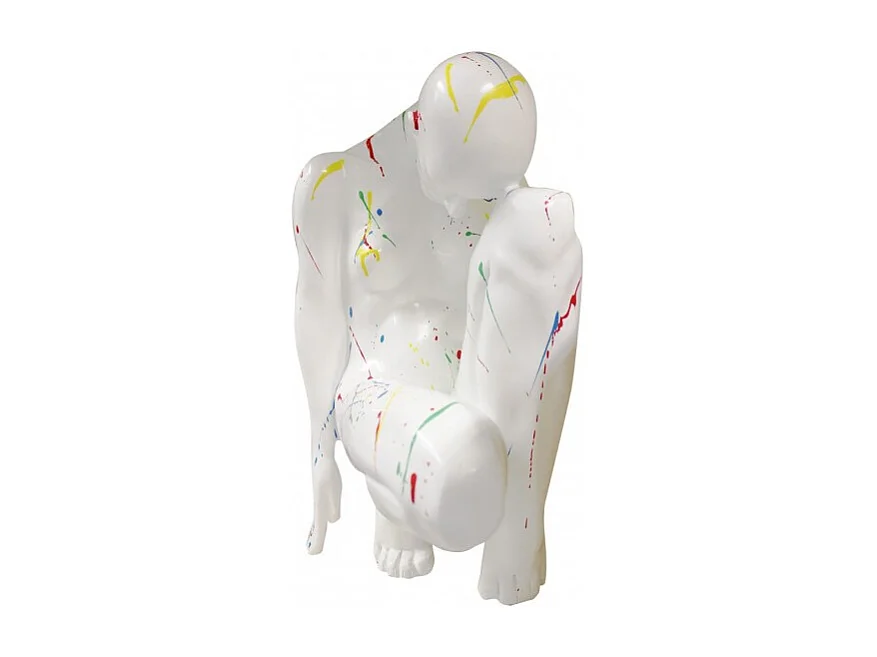 Statue femme accroupie avec jets de peintures 43 cm - WONDER