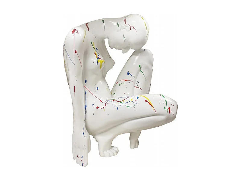 Statue femme accroupie avec jets de peintures 43 cm - WONDER