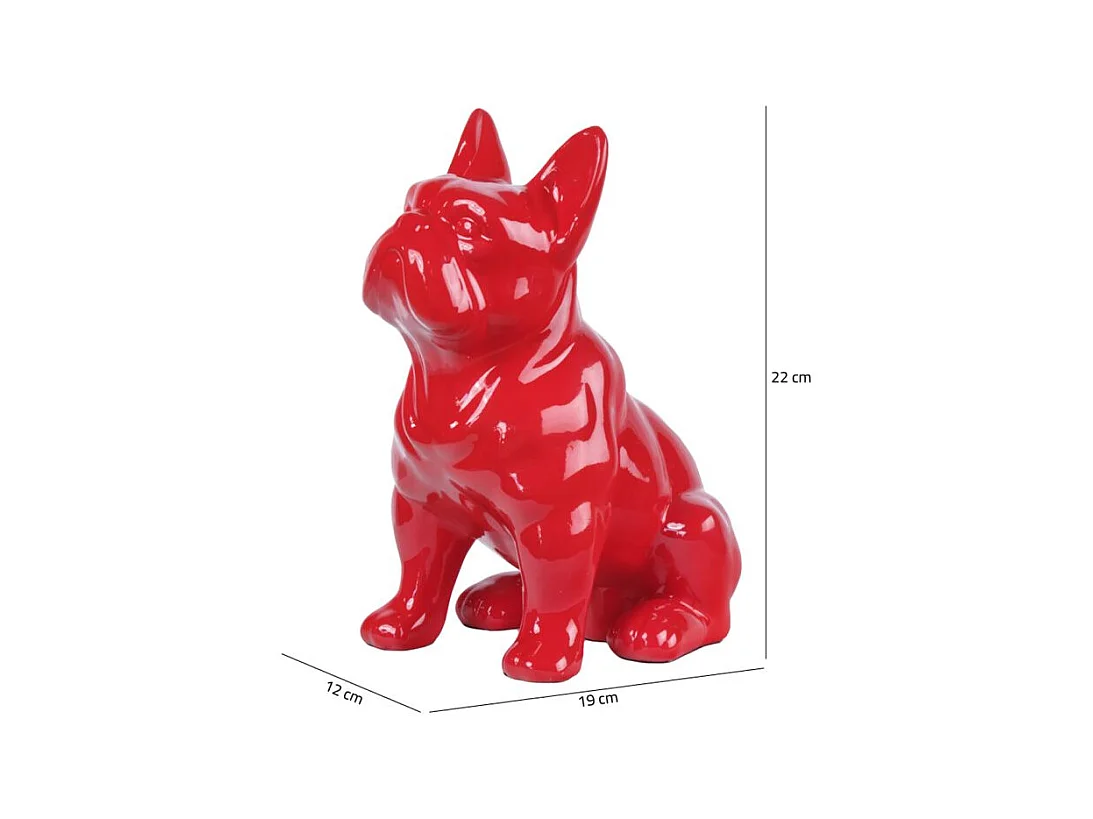 Statue chien boston terrier assis rouge laquée H22 cm - HARU
