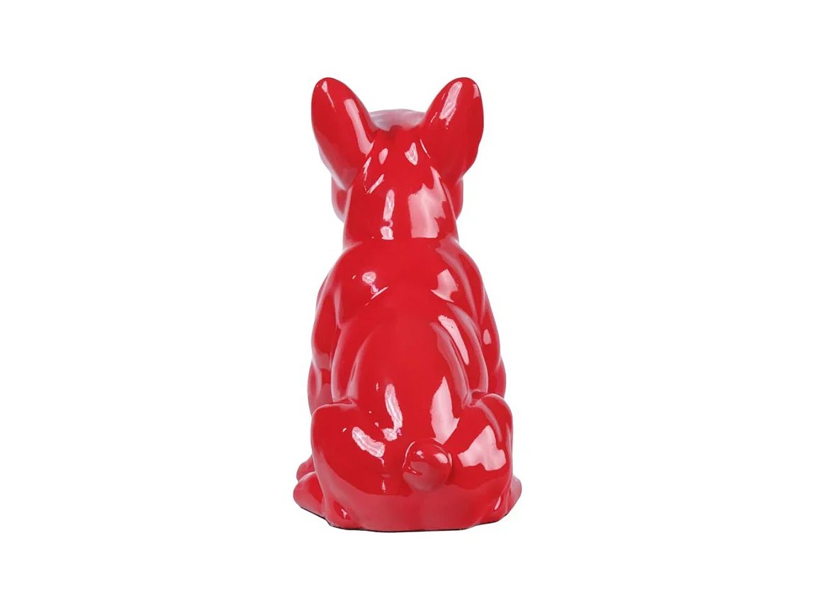 Statue chien boston terrier assis rouge laquée H22 cm - HARU
