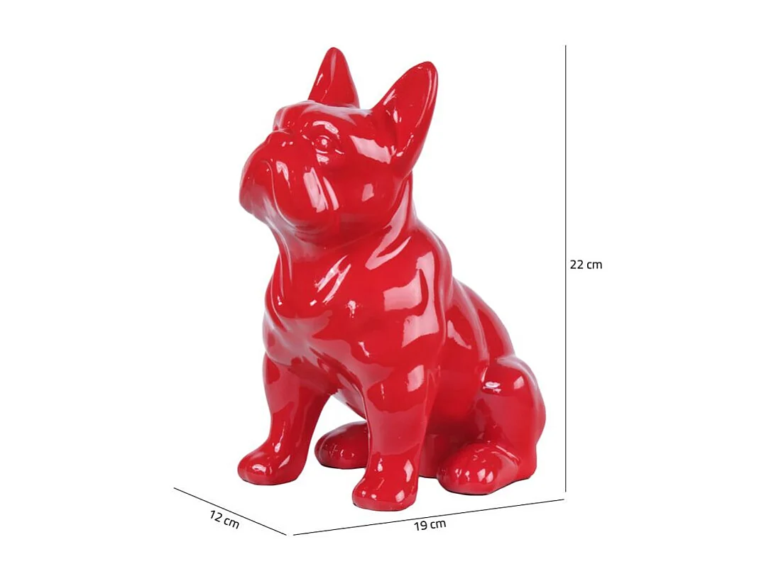 Statue chien boston terrier assis rouge laquée H22 cm - HARU