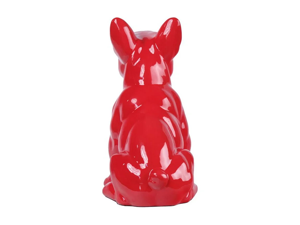 Statue chien boston terrier assis rouge laquée H22 cm - HARU