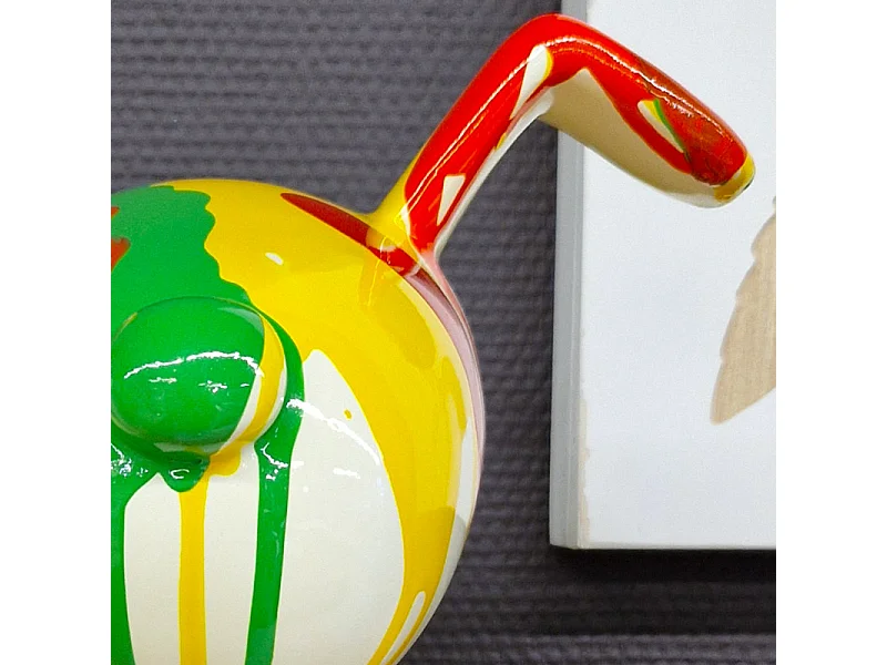 Statue chien assis avec coulures jaune et rouge H28 cm - SNOOP DRIPS