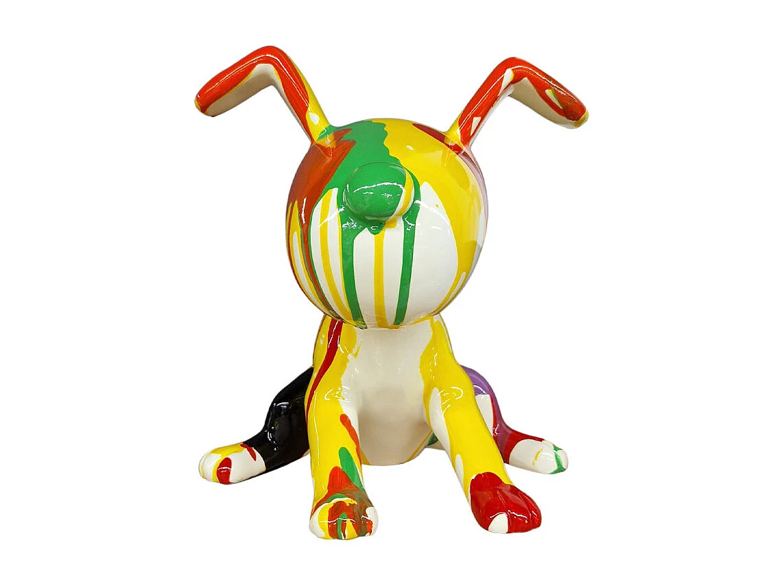 Statue chien assis avec coulures jaune et rouge H28 cm - SNOOP DRIPS