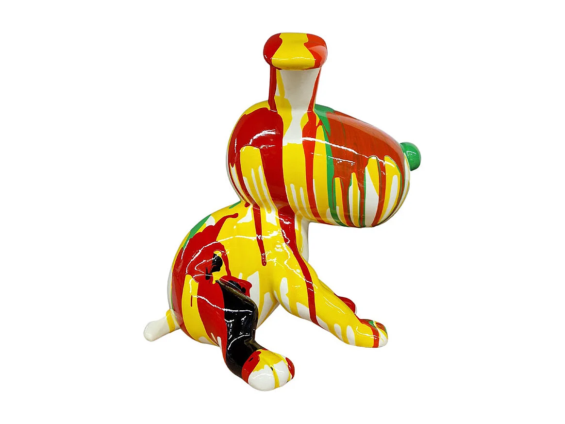 Statue chien assis avec coulures jaune et rouge H28 cm - SNOOP DRIPS