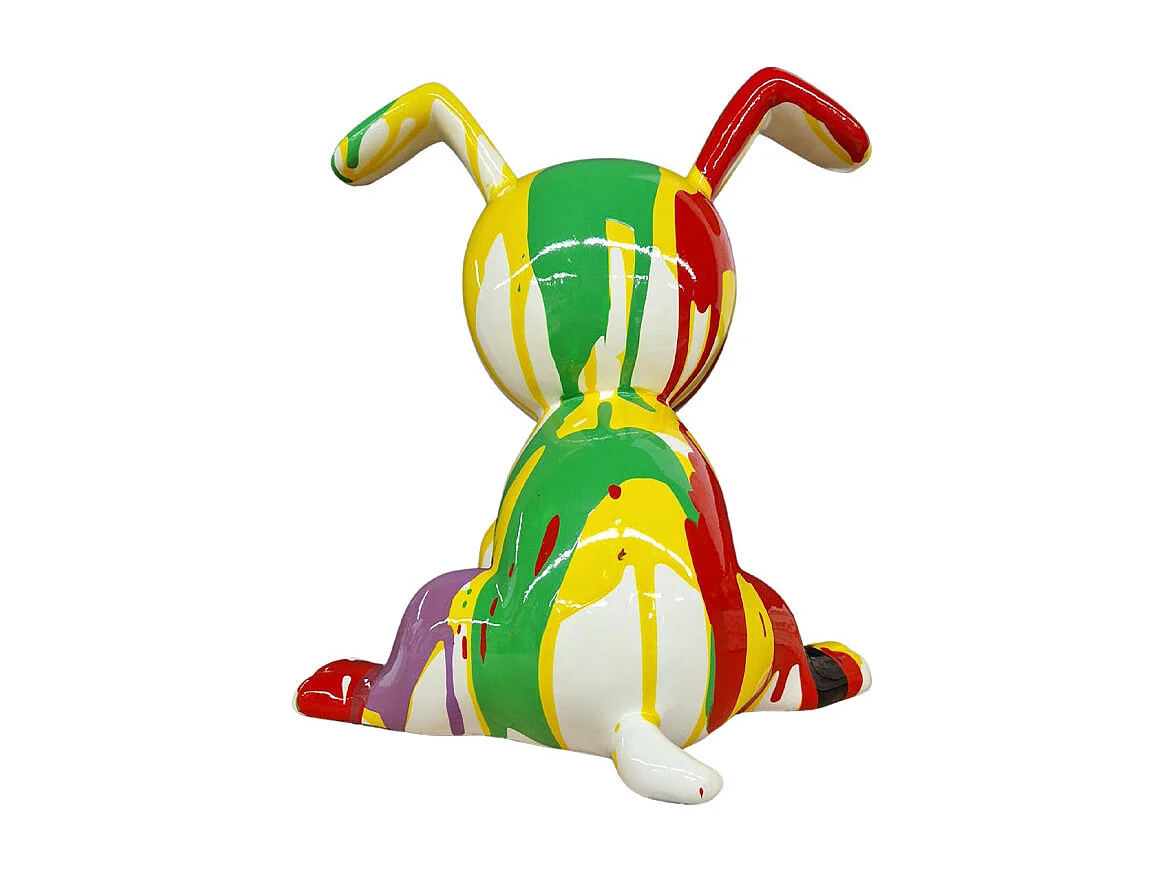 Statue chien assis avec coulures jaune et rouge H28 cm - SNOOP DRIPS
