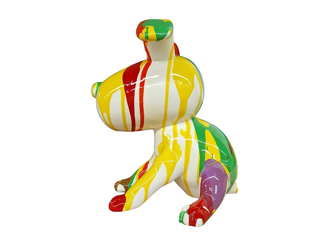 Statue chien assis avec coulures jaune et rouge H28 cm - SNOOP DRIPS