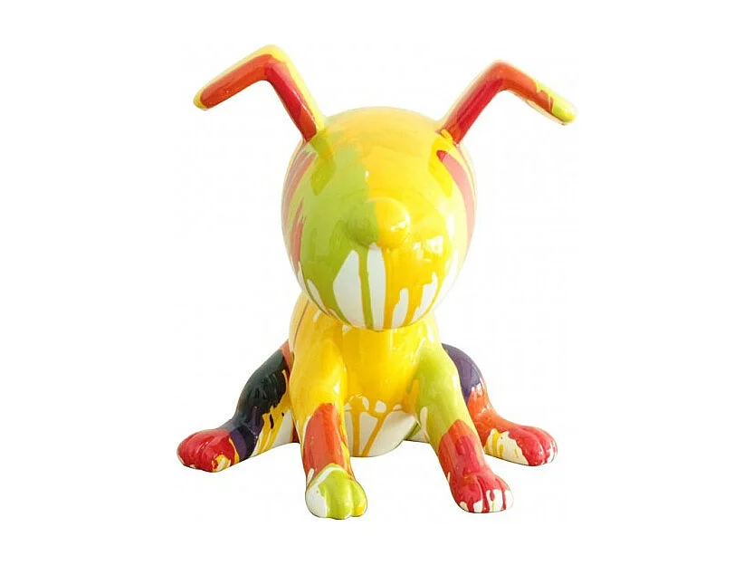 Statue chien assis avec coulures jaune et rouge H28 cm - SNOOP DRIPS