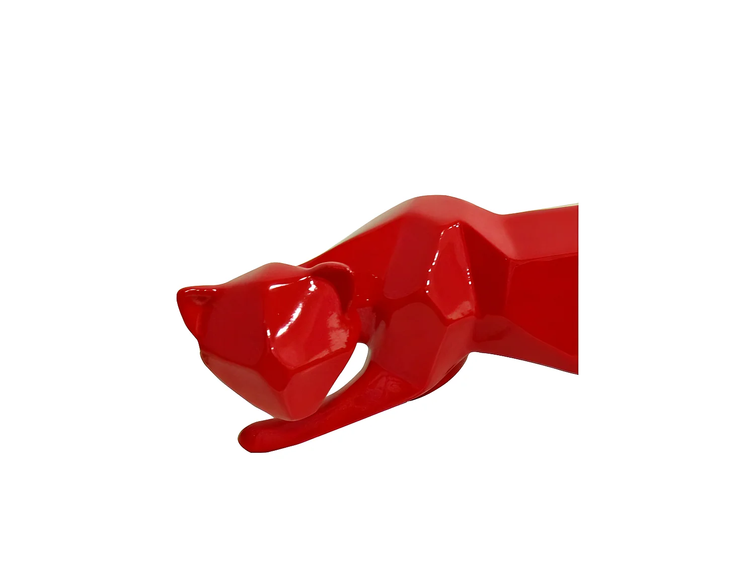 Statue chat géométrique et cubique rouge L43 cm - RED CAT