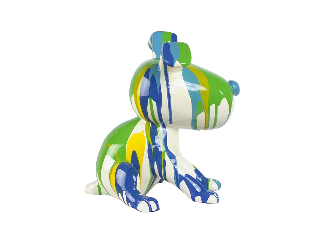 Statue chien assis avec peinture bleu et vert H. 28 cm - SNOOP DRIPS 1